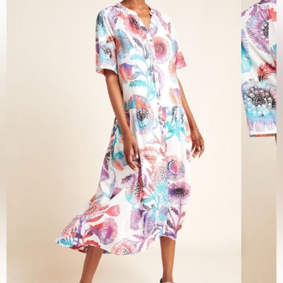 Anthropologie Tugboat women’s Azores midi oversized floral dress size XS/S - Picture 10 of 11